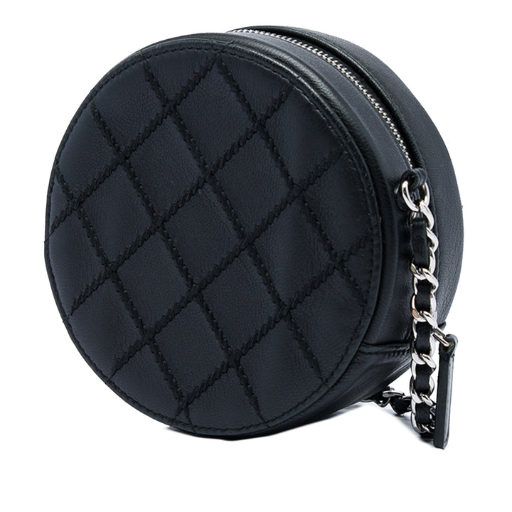 Chanel Matelassé Ultimate Stitch Rond Pochette avec chaîne Cuir d'agneau Noir – vue 2 – GABY PARIS