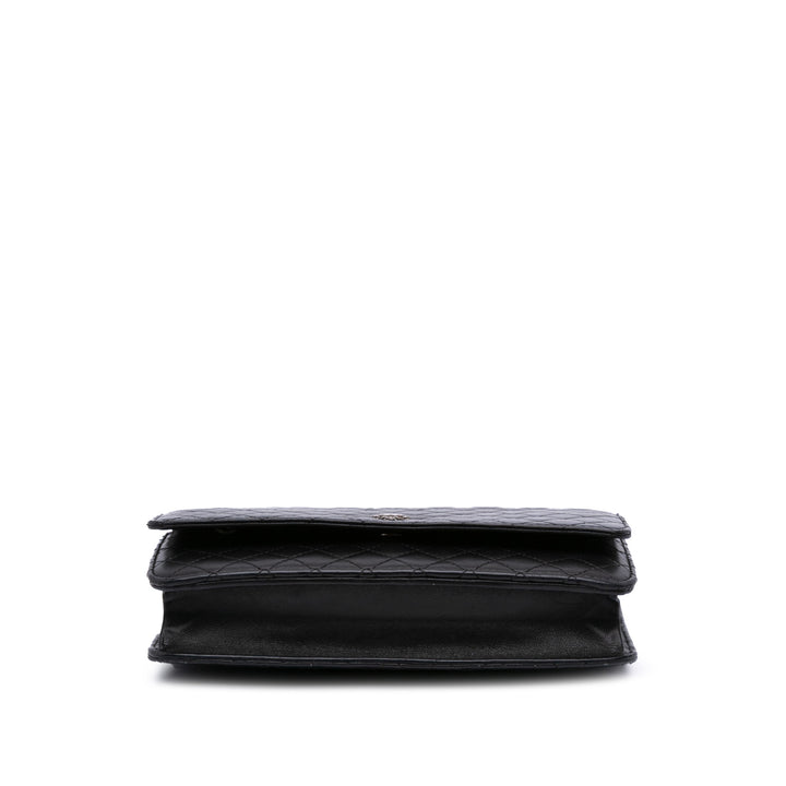 CC Quilted Lambskin Wallet On Chain Black - Gaby Paris