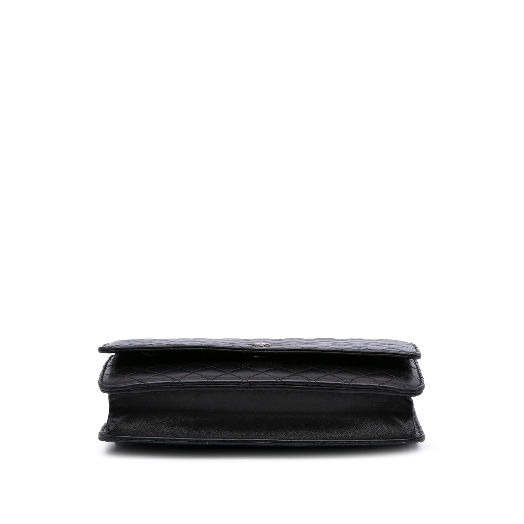 CC Quilted Lambskin Wallet On Chain Black - Gaby Paris