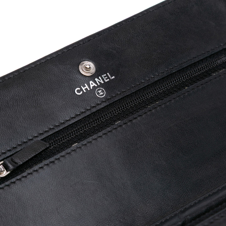 CC Quilted Lambskin Wallet On Chain Black - Gaby Paris