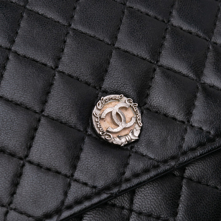 CC Quilted Lambskin Wallet On Chain Black - Gaby Paris