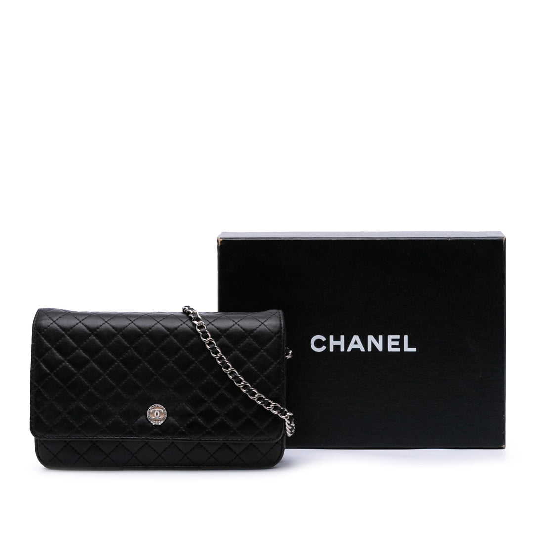 CC Quilted Lambskin Wallet On Chain Black - Gaby Paris