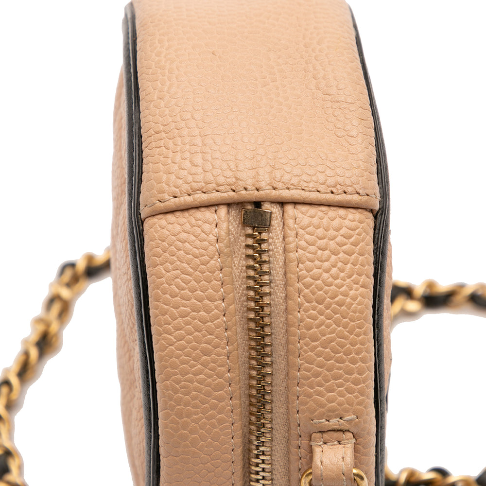 Caviar CC Filigree Round Crossbody Brown - Gaby Paris