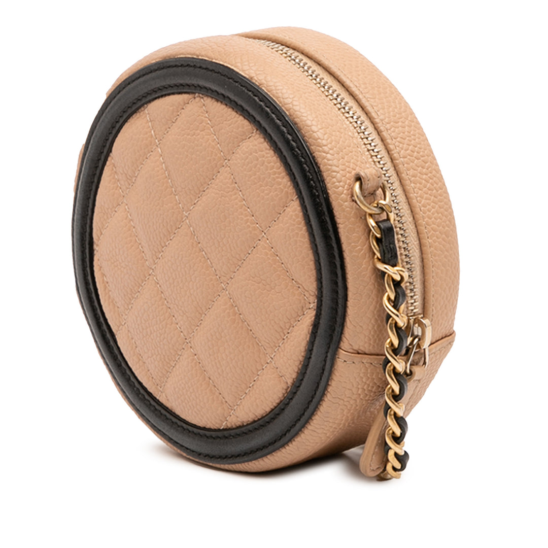 Caviar CC Filigree Round Crossbody Brown - Gaby Paris