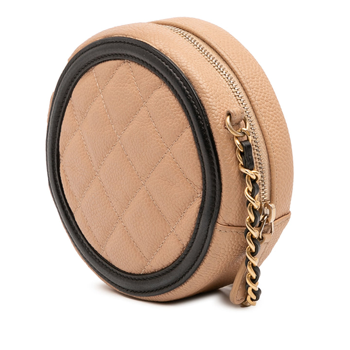 Caviar CC Filigree Round Crossbody Brown - Gaby Paris