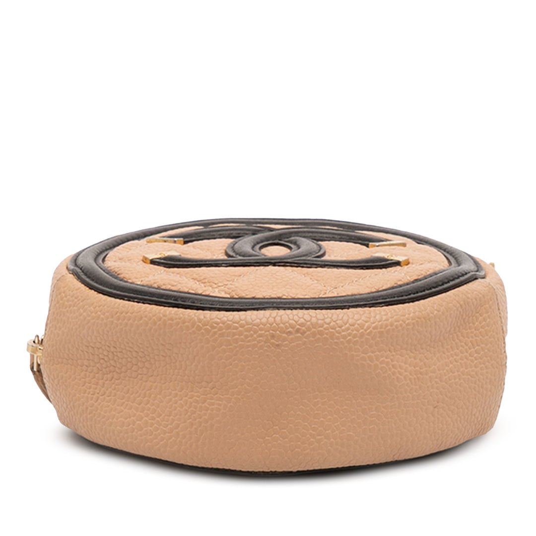 Caviar CC Filigree Round Crossbody Brown - Gaby Paris
