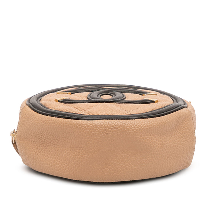 Caviar CC Filigree Round Crossbody Brown - Gaby Paris