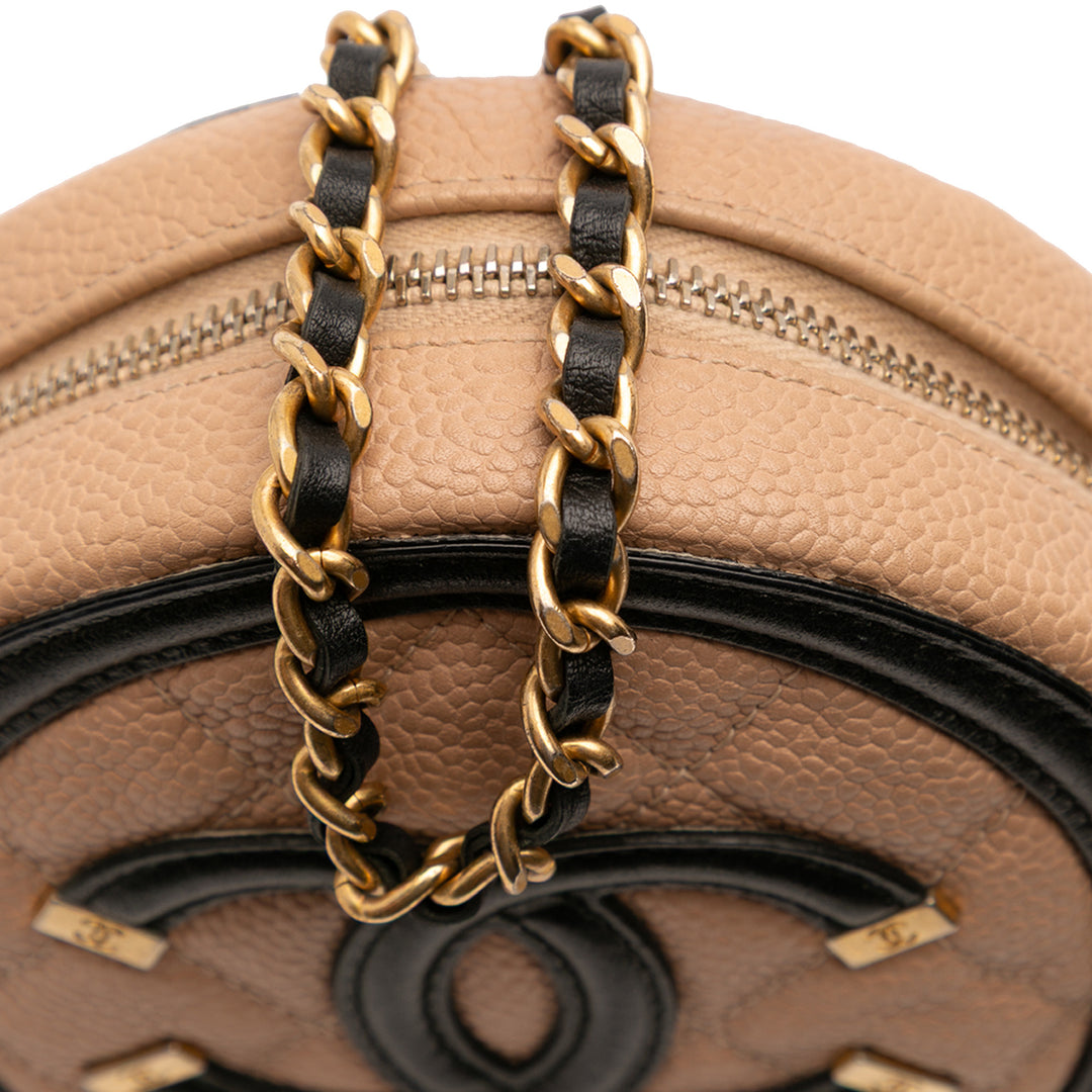 Caviar CC Filigree Round Crossbody Brown - Gaby Paris