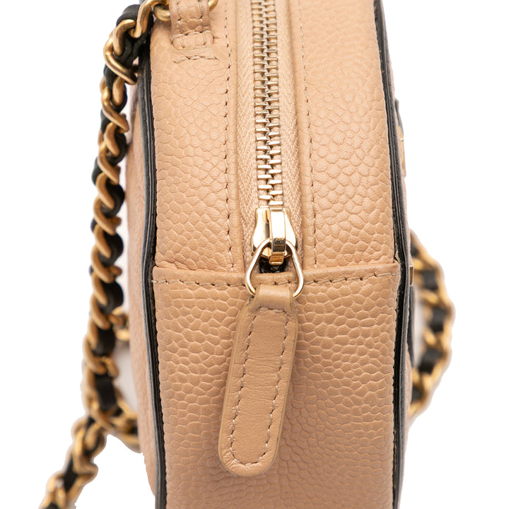 Caviar CC Filigree Round Crossbody Brown - Gaby Paris