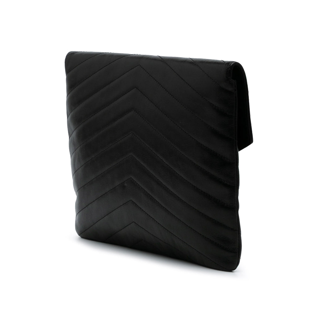 Paris Hamburg Chevron Lambskin Clutch Black - Gaby Paris