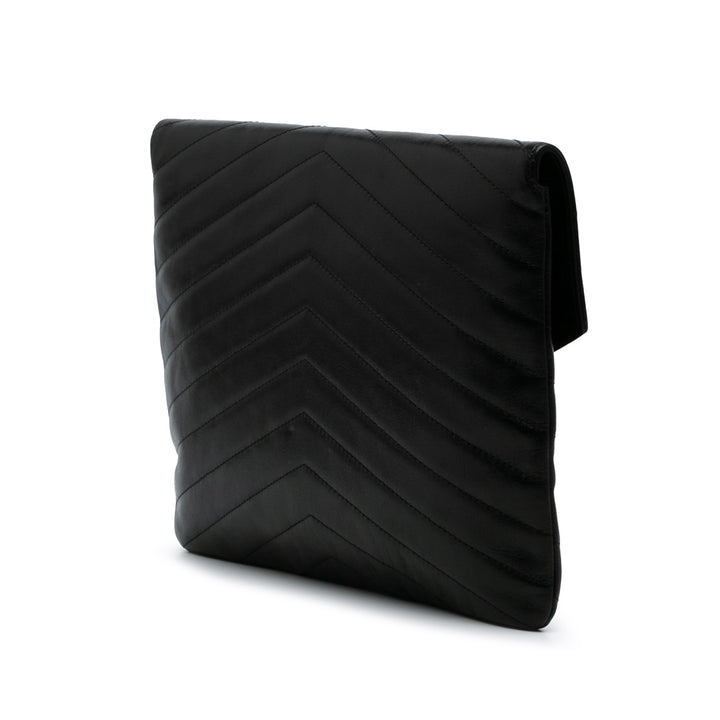 Paris Hamburg Chevron Lambskin Clutch Black - Gaby Paris