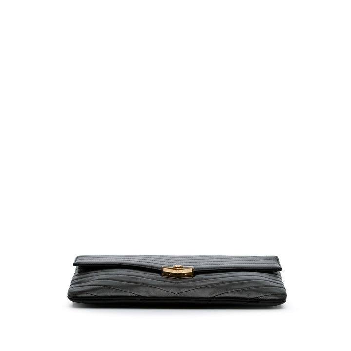 Paris Hamburg Chevron Lambskin Clutch Black - Gaby Paris