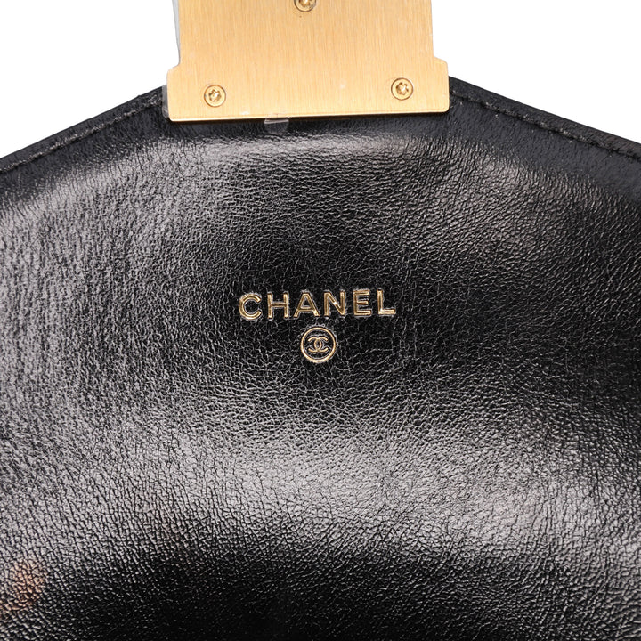 Paris Hamburg Chevron Lambskin Clutch Black - Gaby Paris
