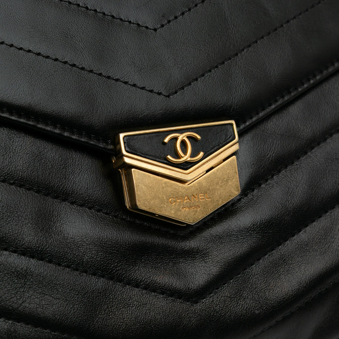 Paris Hamburg Chevron Lambskin Clutch Black - Gaby Paris