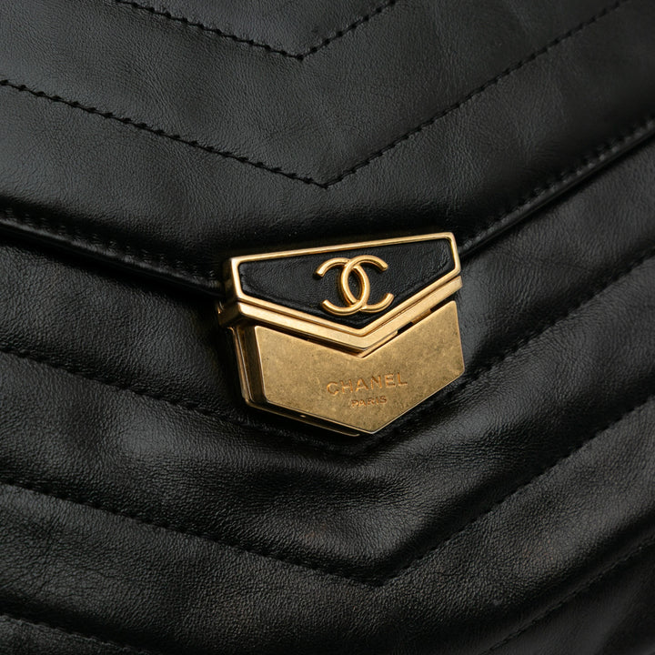 Paris Hamburg Chevron Lambskin Clutch Black - Gaby Paris