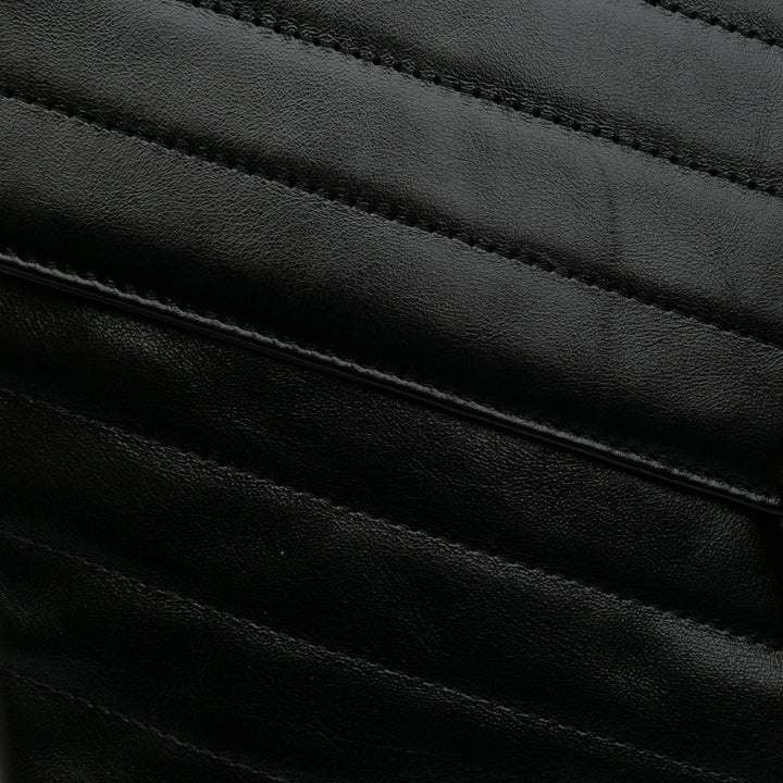 Paris Hamburg Chevron Lambskin Clutch Black - Gaby Paris