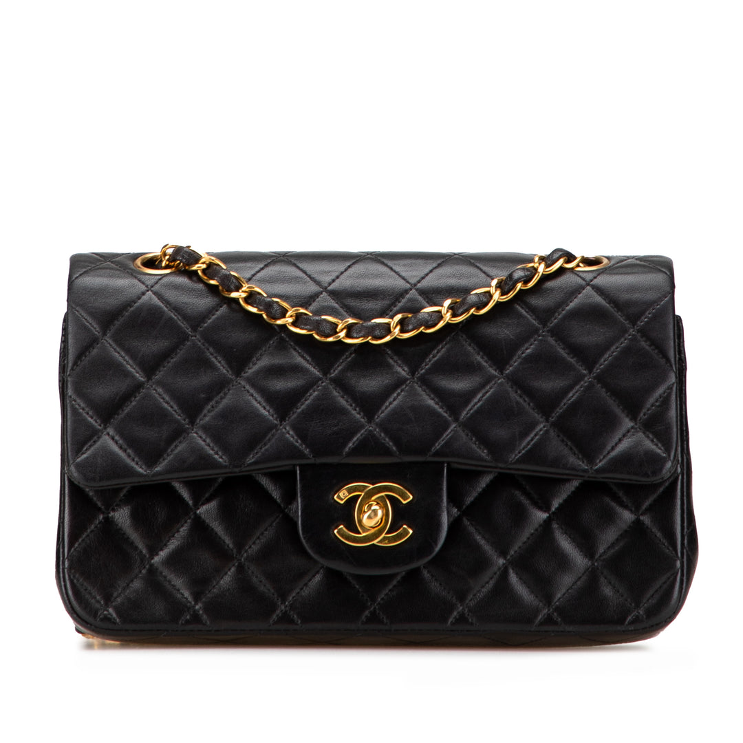 Small Classic Lambskin Double Flap Black - Gaby Paris