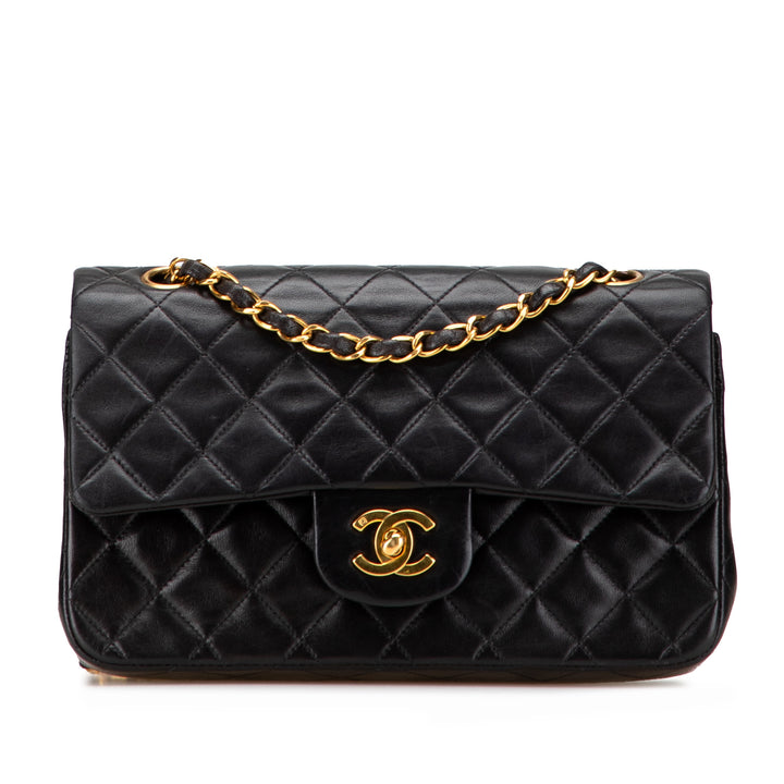 Small Classic Lambskin Double Flap Black - Gaby Paris