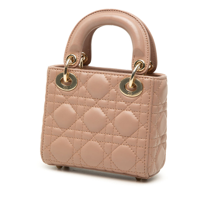 Dior Lady Dior Cannage Mini Cuir d'agneau Marron – vue 2 – GABY PARIS