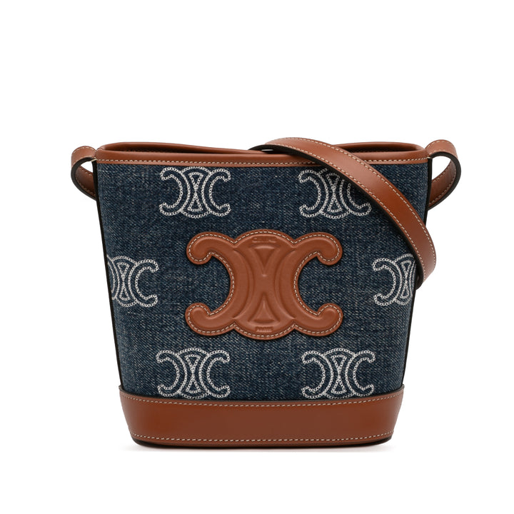 Celine Small Jean Cuir Triomphe Bucket Sac