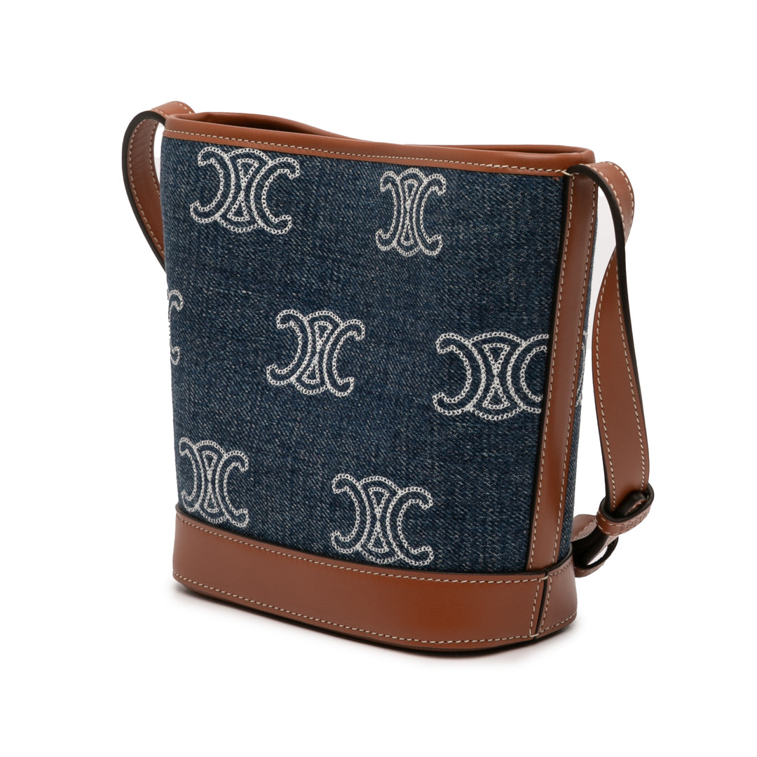 Celine Small Jean Cuir Triomphe Bucket Sac