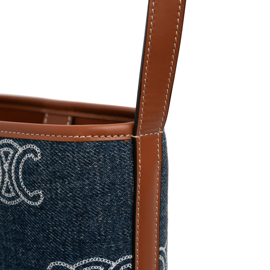 Celine Small Jean Cuir Triomphe Bucket Sac