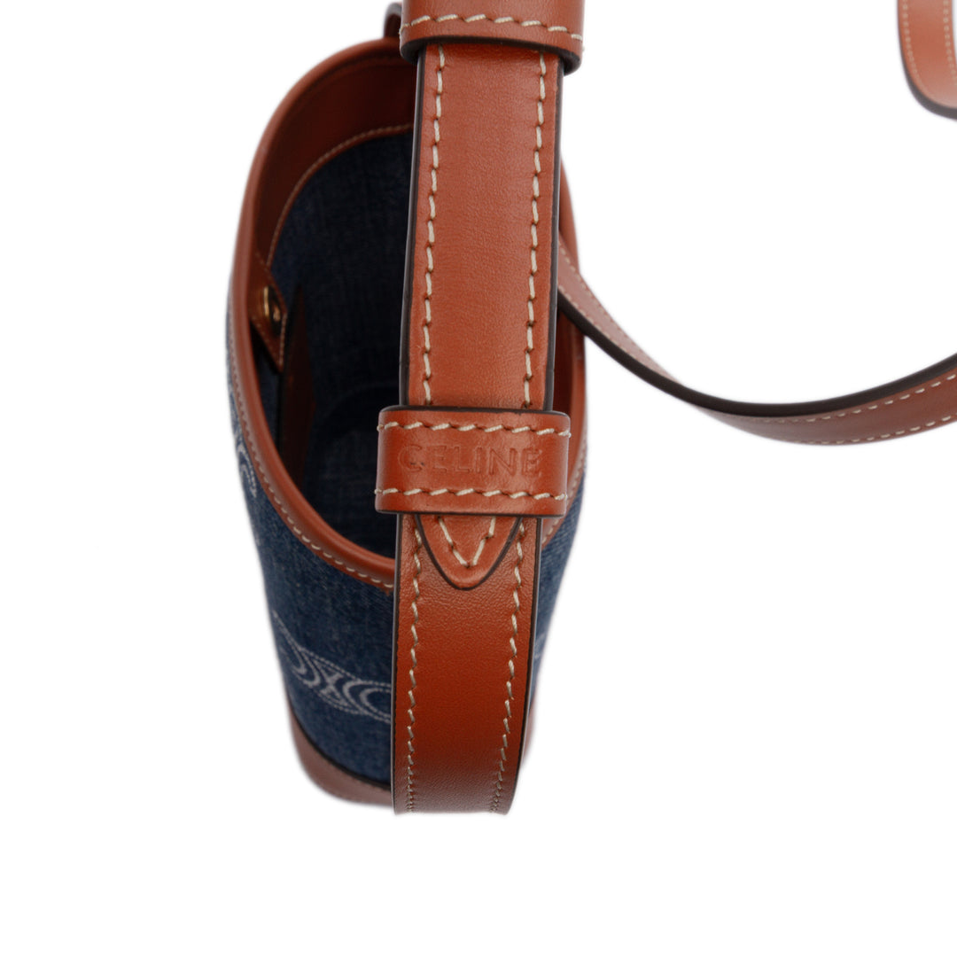 Celine Small Jean Cuir Triomphe Bucket Sac
