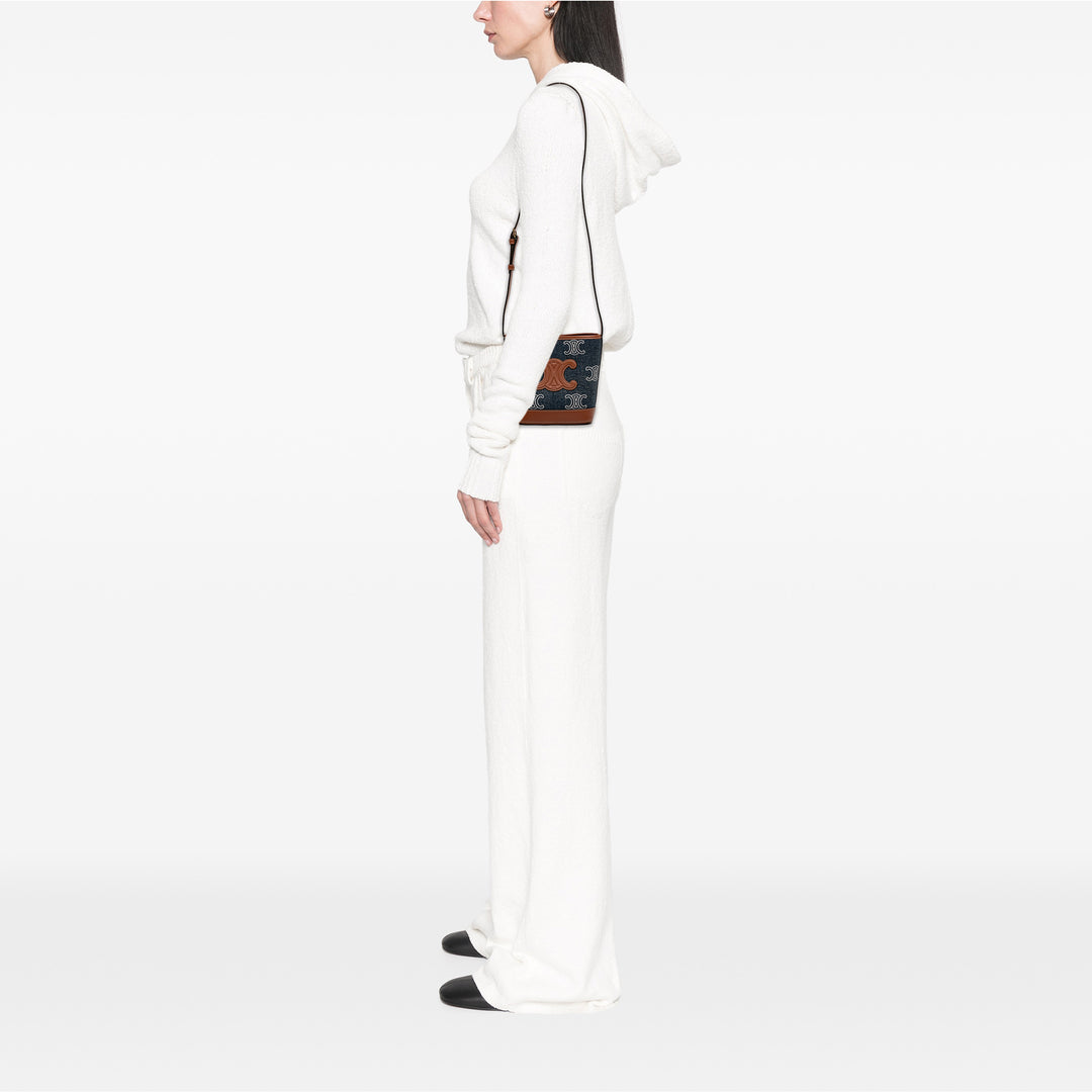 Celine Small Jean Cuir Triomphe Bucket Sac