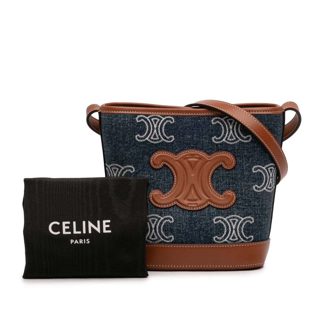 Celine Small Jean Cuir Triomphe Bucket Sac