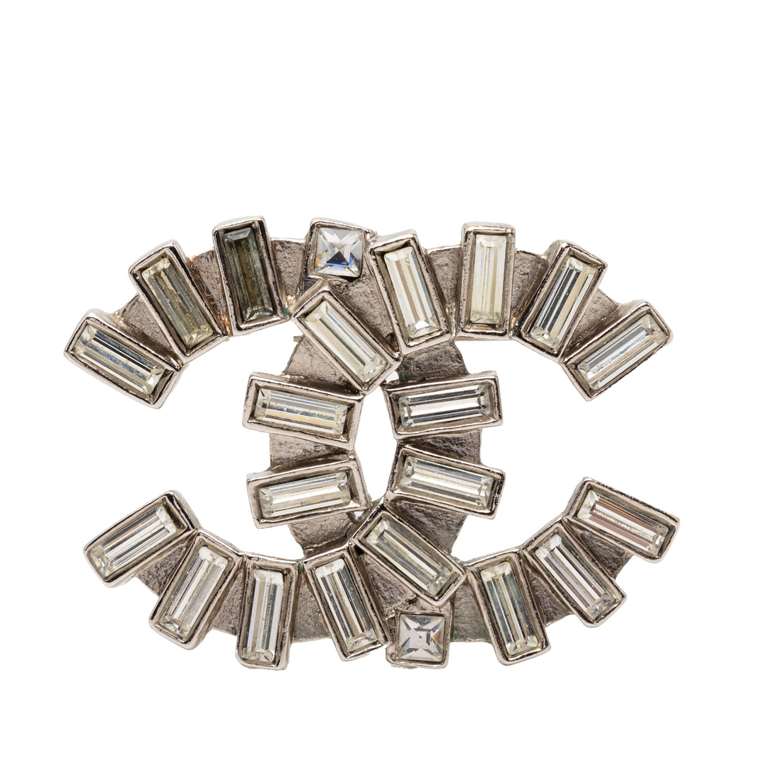 Chanel CC Brass Strass Baguette Broche