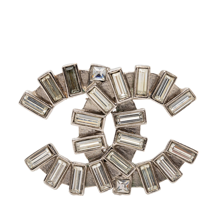 Chanel CC Brass Strass Baguette Broche