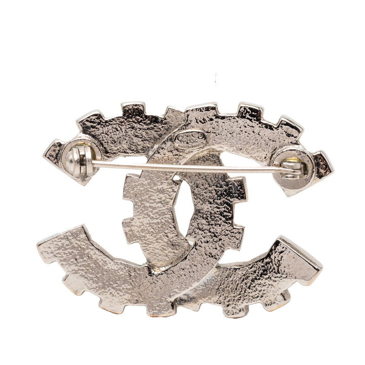 Chanel CC Brass Strass Baguette Broche