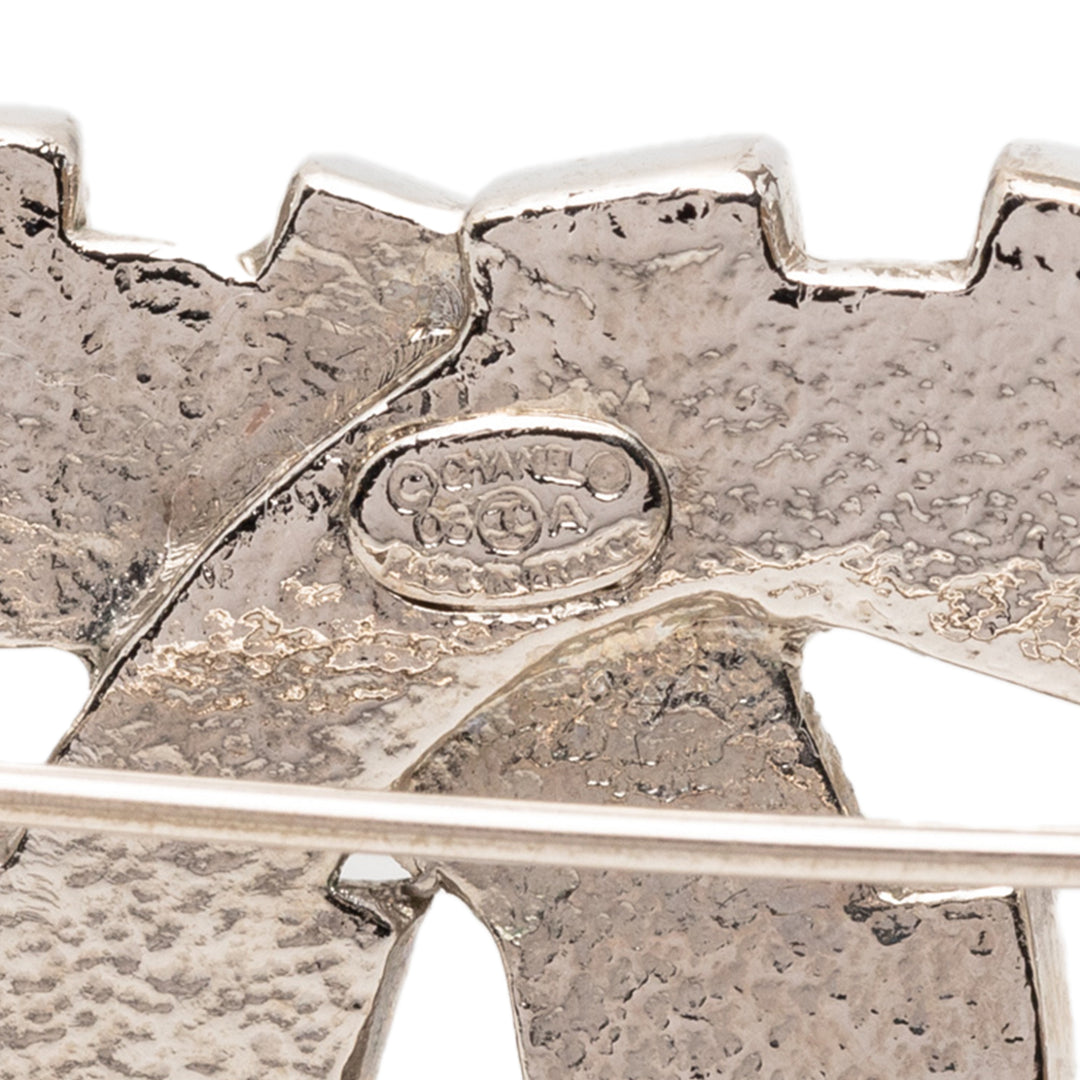 Chanel CC Brass Strass Baguette Broche
