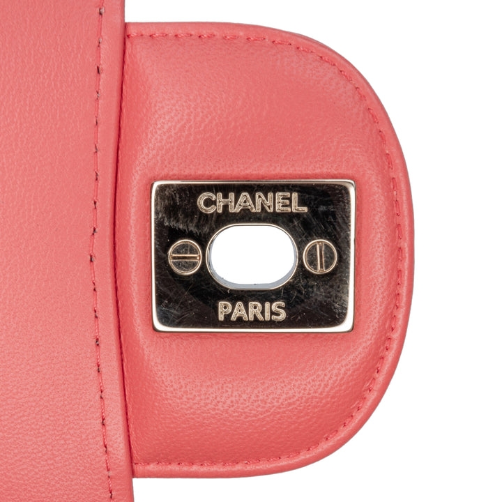 Medium Classic Chevron Lambskin Double Flap Red - Gaby Paris