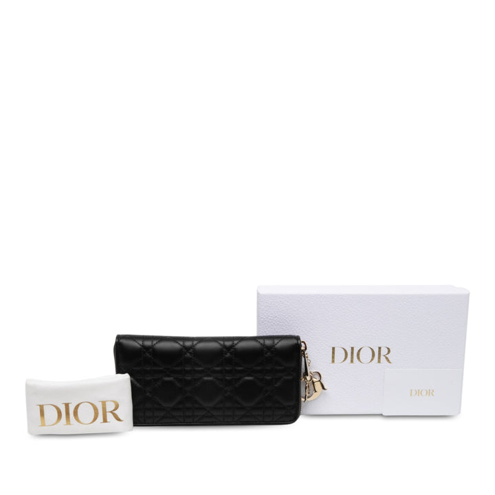 Dior Cannage Lady Dior Voyageur Portefeuille Cuir d'agneau Noir – vue 6 – GABY PARIS