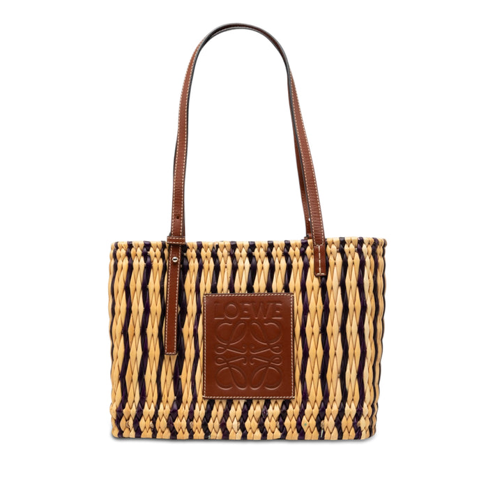 LOEWE Paulas Ibiza Small Raffia Anagram Square Basket Cabas