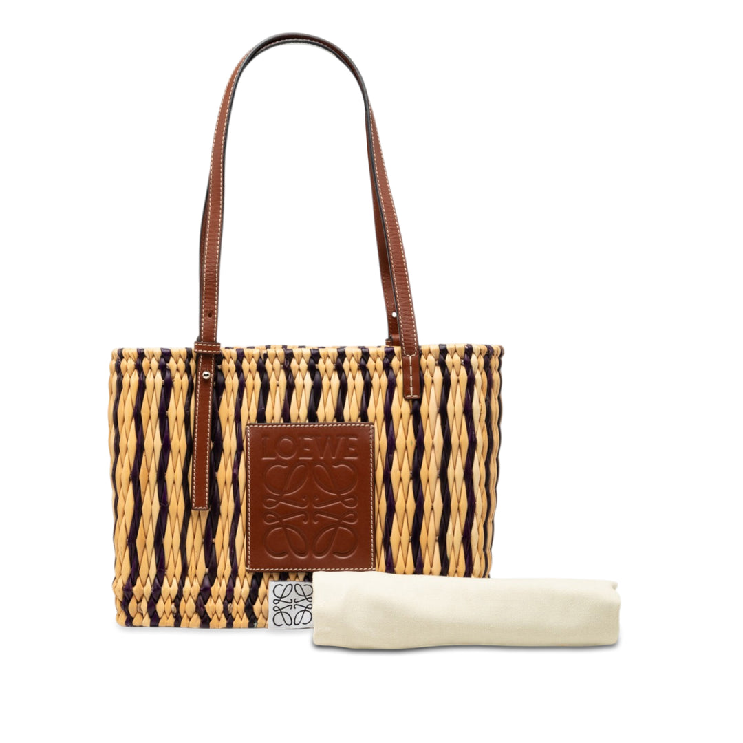 LOEWE Paulas Ibiza Small Raffia Anagram Square Basket Cabas
