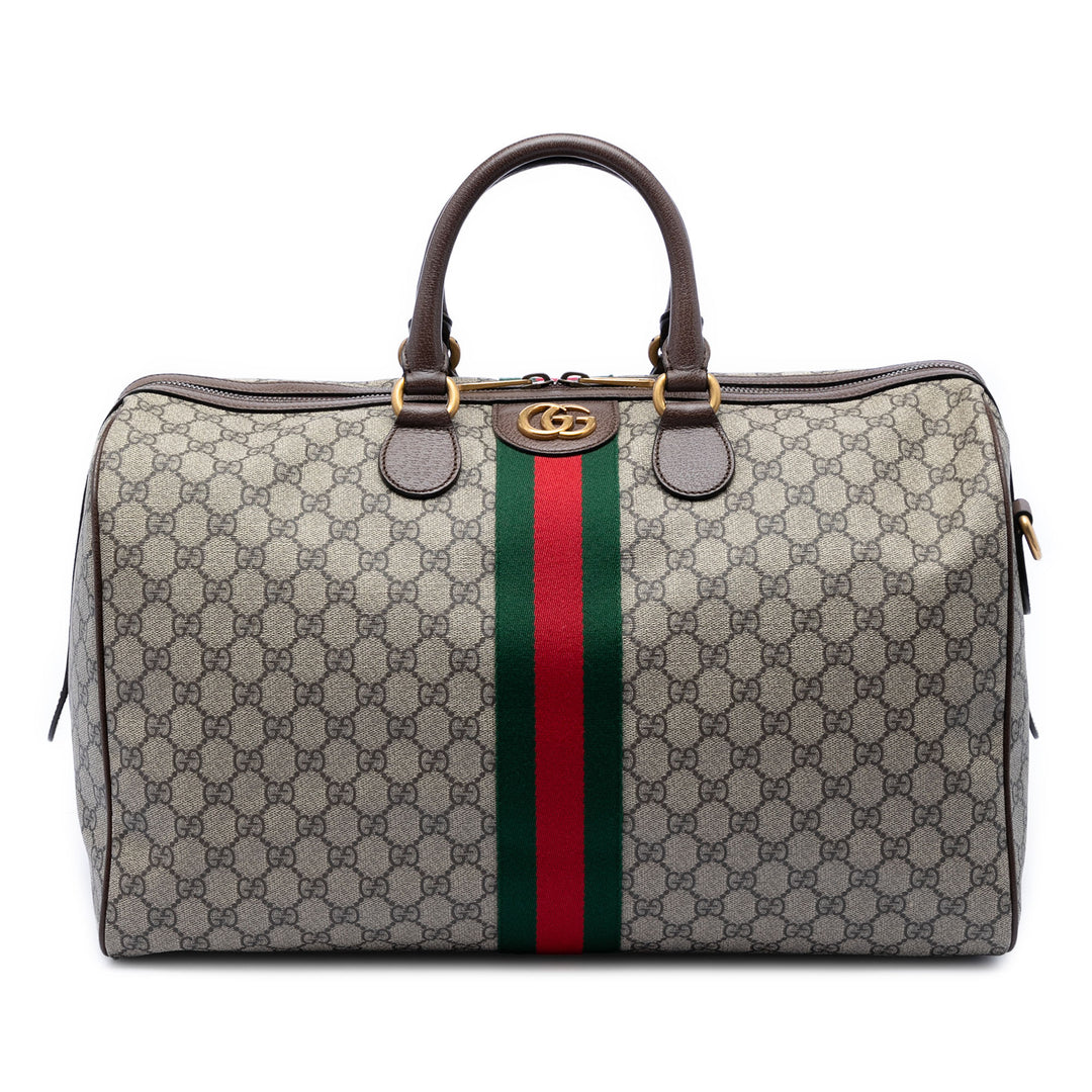 Gucci Medium GG Supreme Web Ophidia Carry On Duffle Sac