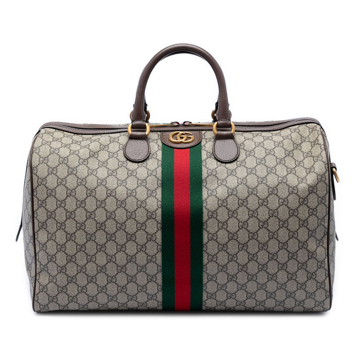 Gucci Medium GG Supreme Web Ophidia Carry On Duffle Sac