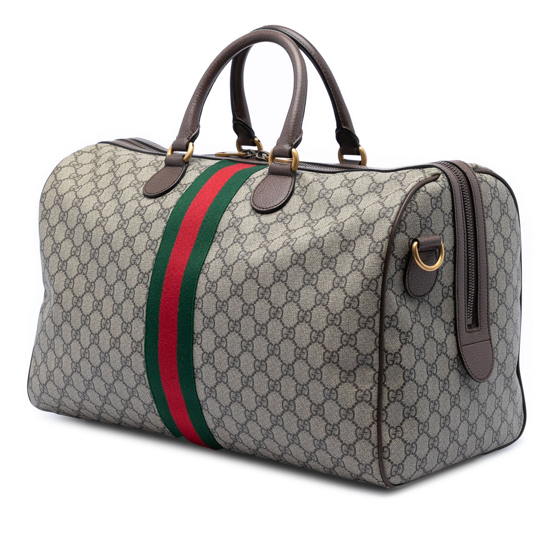 Gucci Medium GG Supreme Web Ophidia Carry On Duffle Sac