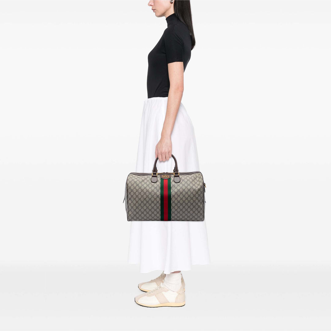 Gucci Medium GG Supreme Web Ophidia Carry On Duffle Sac
