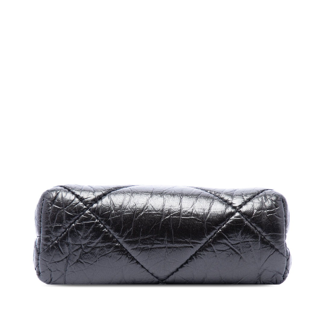 Chanel Matelassé vieilli Cuir d’agneau Kiss Lock Pochette avec chaîne