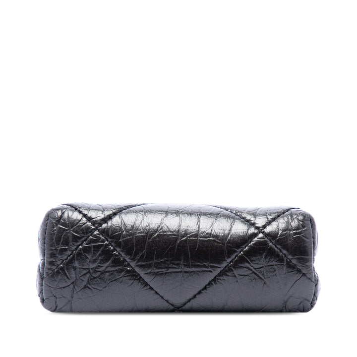 Chanel Matelassé vieilli Cuir d’agneau Kiss Lock Pochette avec chaîne