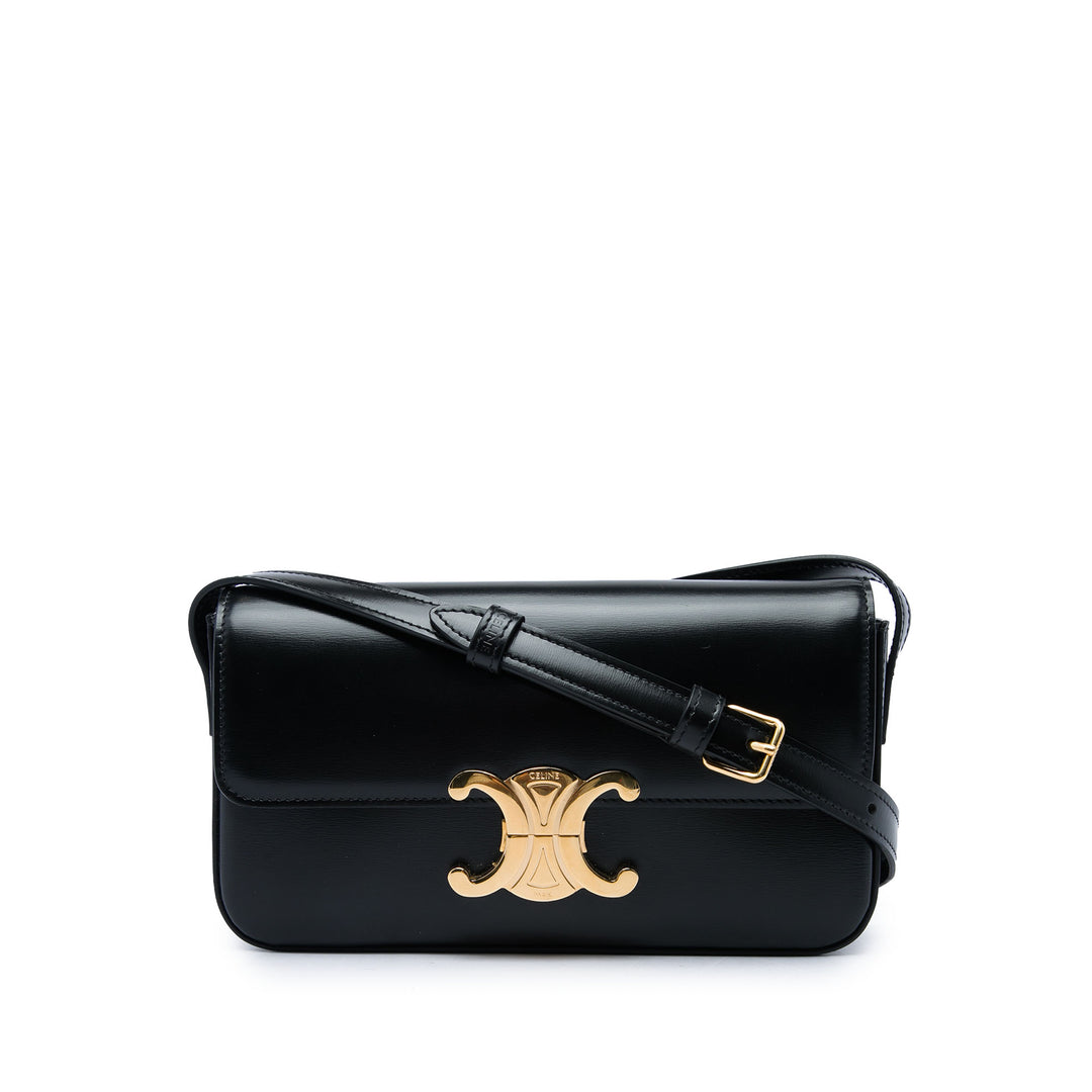 Celine Sac porté épaule brillant Triomphe Claude Cuir de veau Noir – vue principale – GABY PARIS