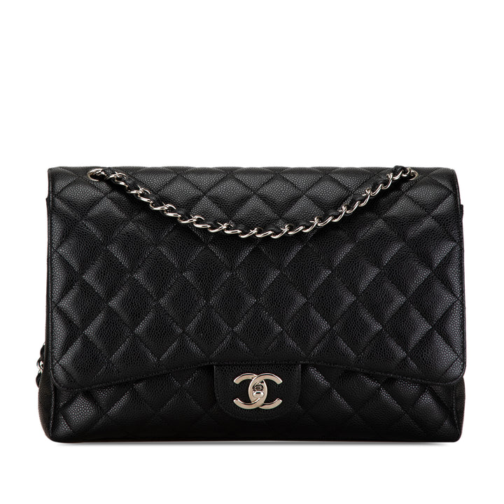 Maxi Classic Caviar Double Flap Black - Gaby Paris