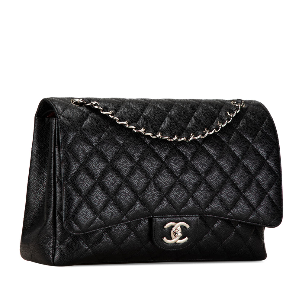 Maxi Classic Caviar Double Flap Black - Gaby Paris