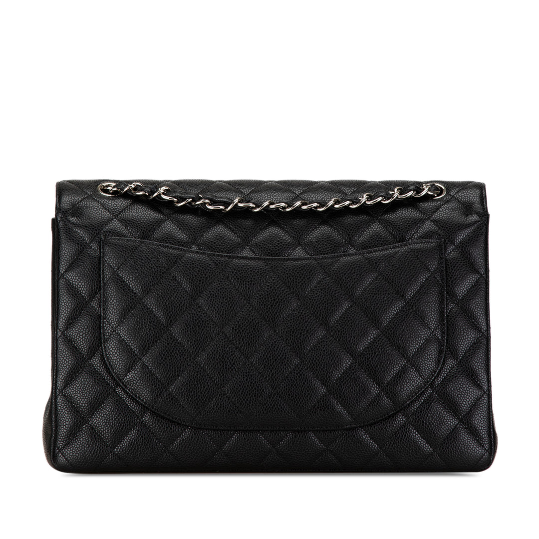 Maxi Classic Caviar Double Flap Black - Gaby Paris