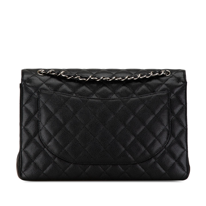 Maxi Classic Caviar Double Flap Black - Gaby Paris