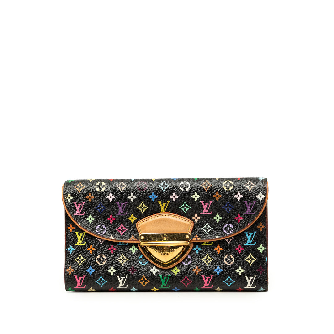 Louis Vuitton Portefeuille Takashi Murakami Eugenie Monogram Multicolore Noir – vue principale – GABY PARIS