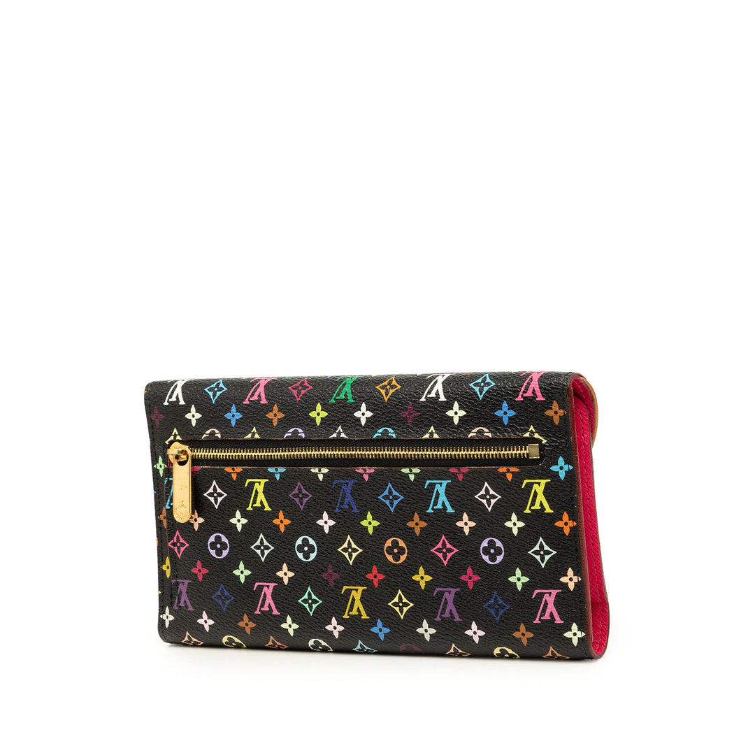 Louis Vuitton Portefeuille Takashi Murakami Eugenie Monogram Multicolore Noir – vue 2 – GABY PARIS